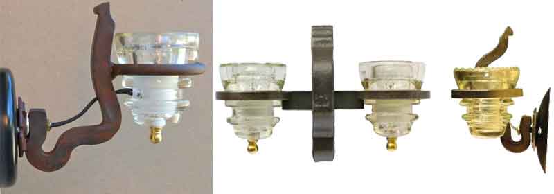 rail anchor sconce for insulator light